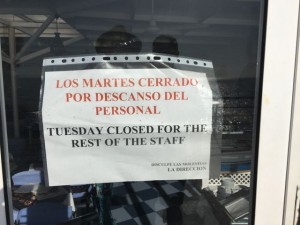 Brillant sign! Is it open for the rest of the staff on other days?