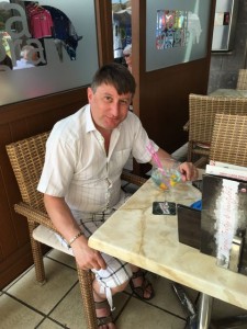 Captain Clarke with a large gin!