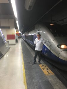 Captain Clarke with the train