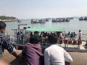 The boats go to Elephanta where there are caves with elephant fossils in them.