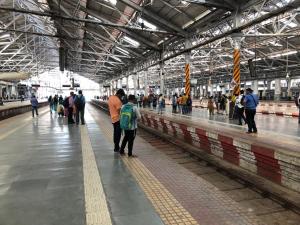 Waiting for a train back to Lower Parel